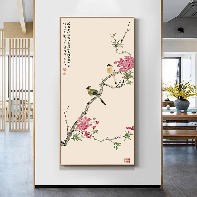 新款新中式山挂水画装饰东墙客厅背景挂画办公室装饰办公室挂画