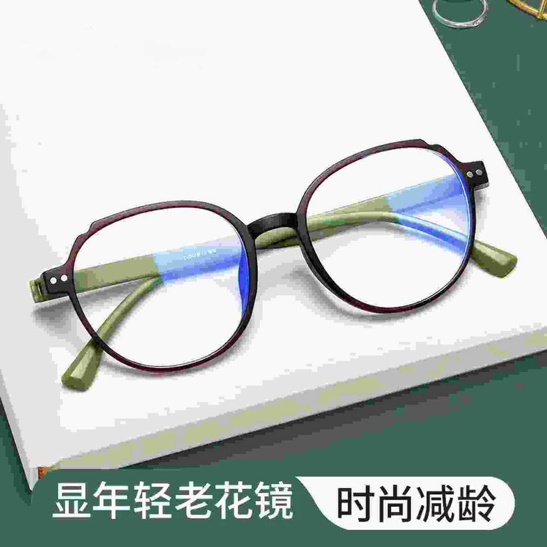 老花眼镜女超轻时尚复古圆框高清防蓝光新款老花镜老光老视眼镜商品图