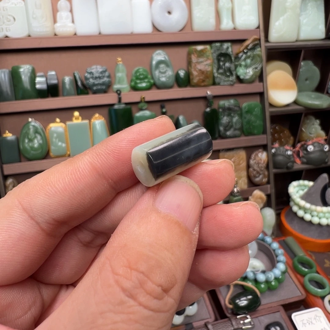 和田玉未镶嵌颈饰新疆聚墨青花桶珠 福利8