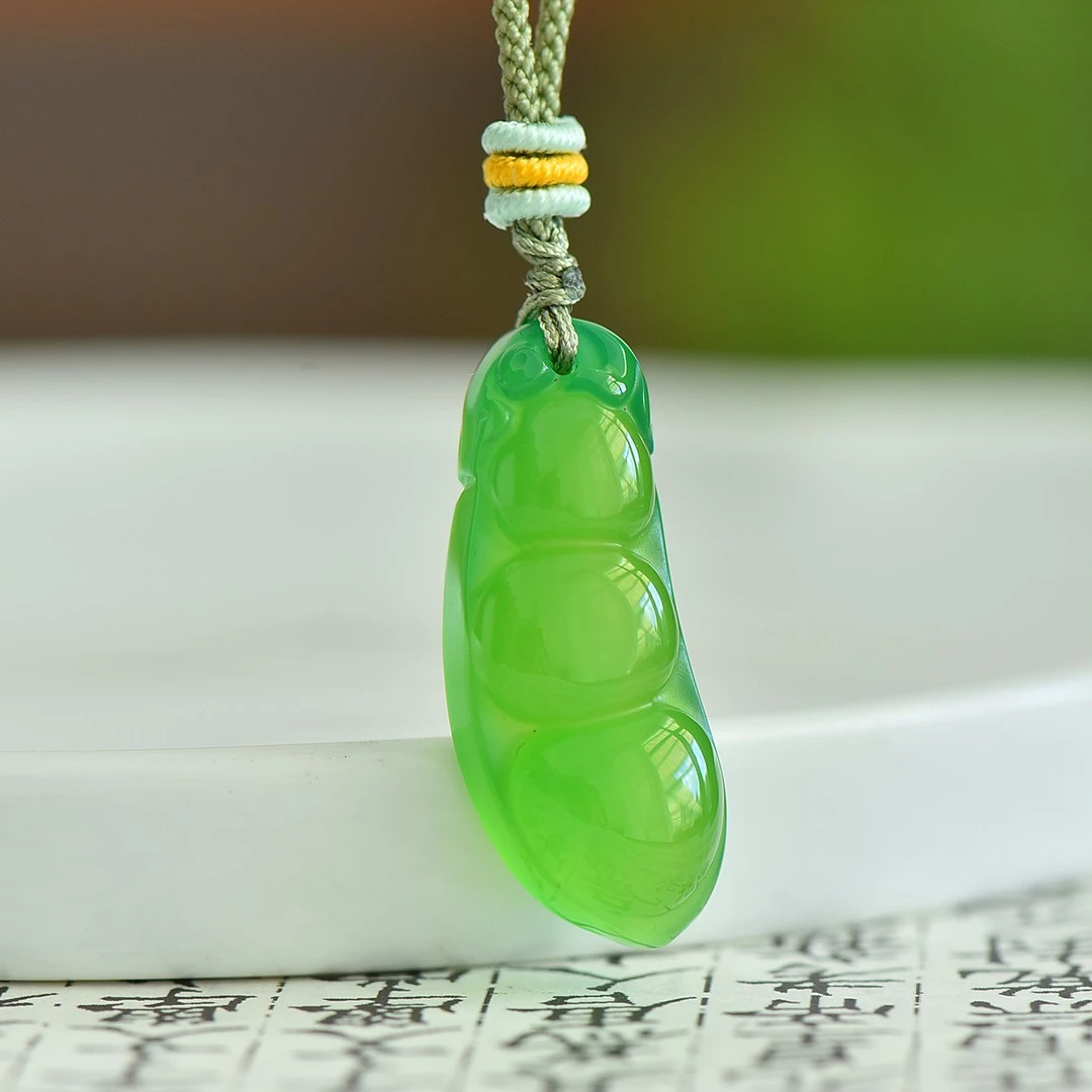 玉髓玛瑙福豆挂件吉祥如意颈饰饰品吊坠男女同款送礼经典简约复古