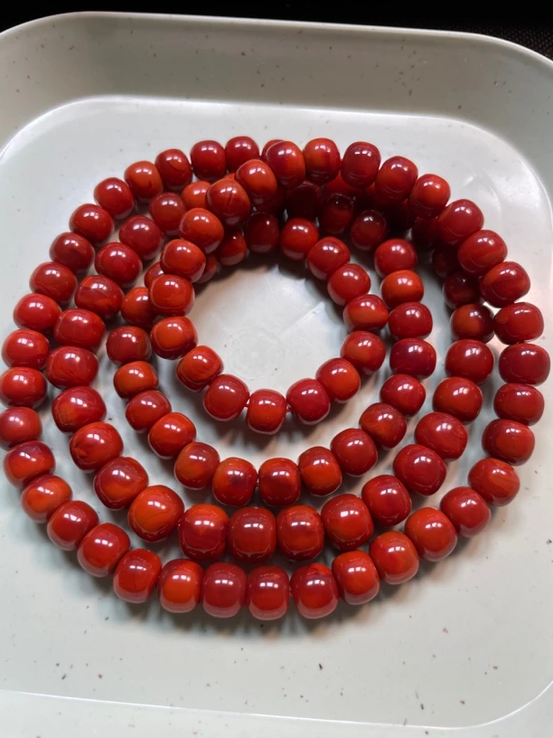 9号高货南红8mm108老型珠佛珠，颜色红，品质好