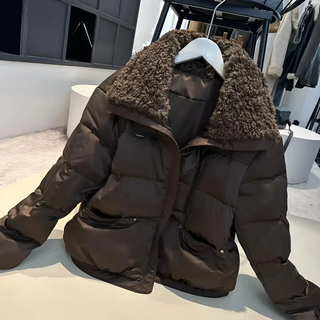 《姚家优麦汇》Y7513冬款翻毛领棉服外套百搭休闲韩系女款