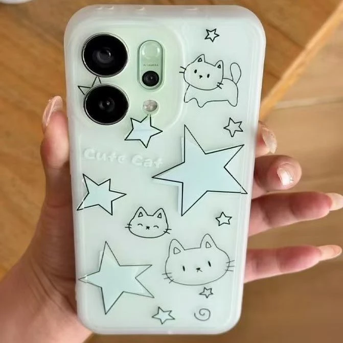 星星猫咪适用OPPORENO14手机壳K12/K10FindX8R17女A97A58A5PROA2M