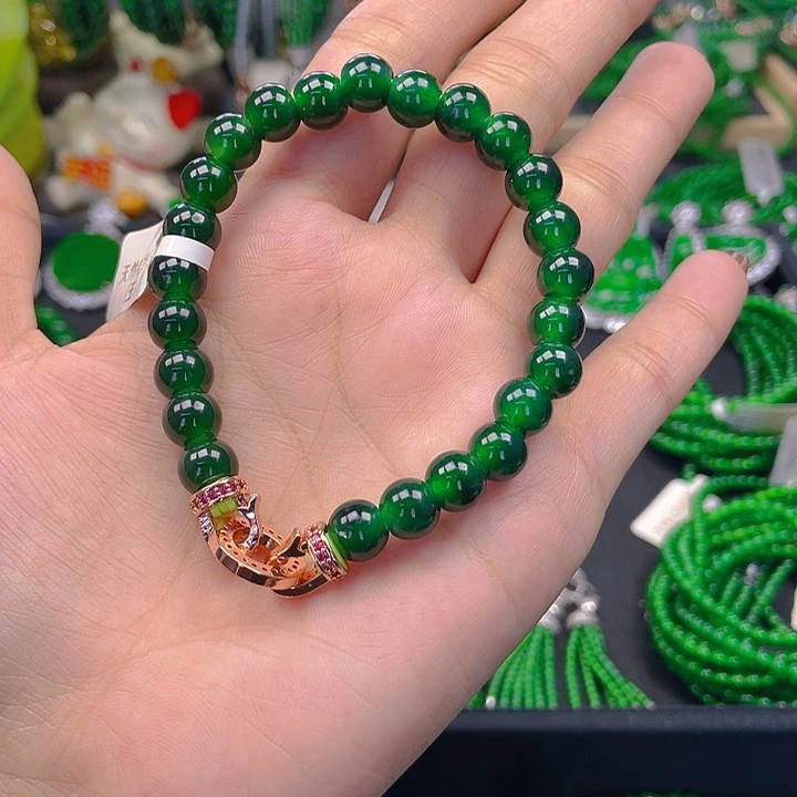 未镶嵌手链翡翠圆珠手串8