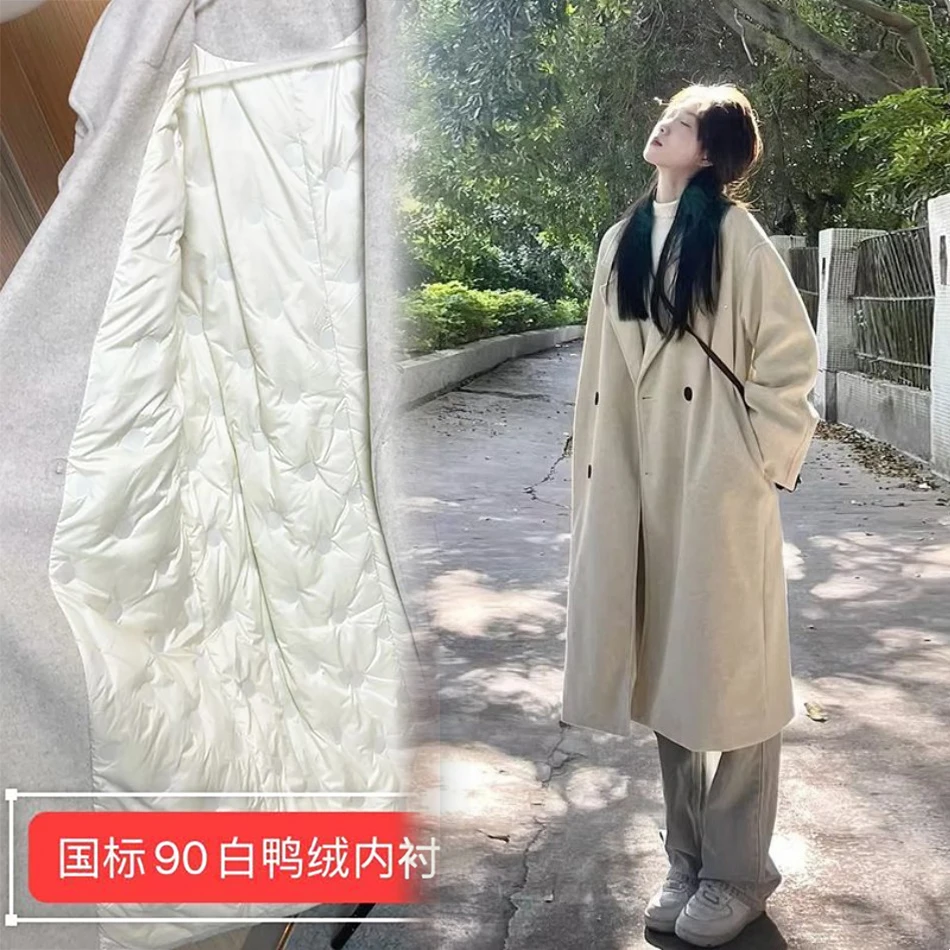 2025年流行中长款毛呢外套女春秋冬小个子温柔韩式风衣呢子大衣