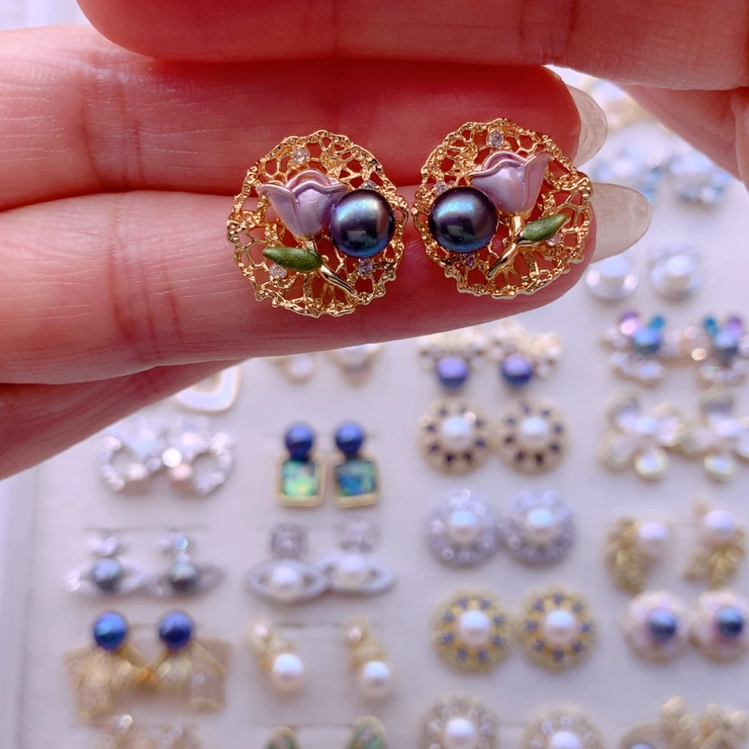 淡水珍珠耳饰合金