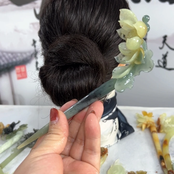 定制蛇纹石玉毛货发饰