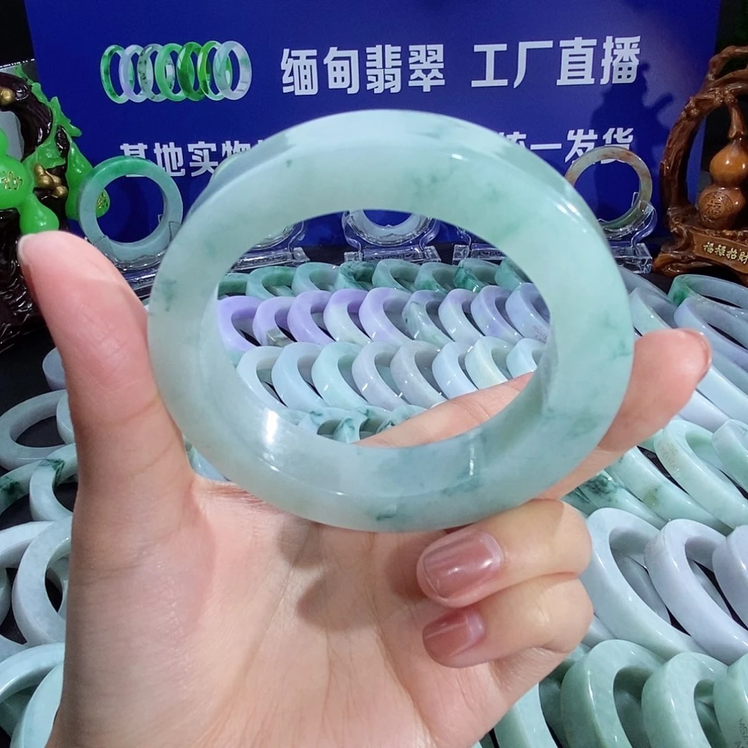 定制翡翠手镯未镶嵌54-55圈