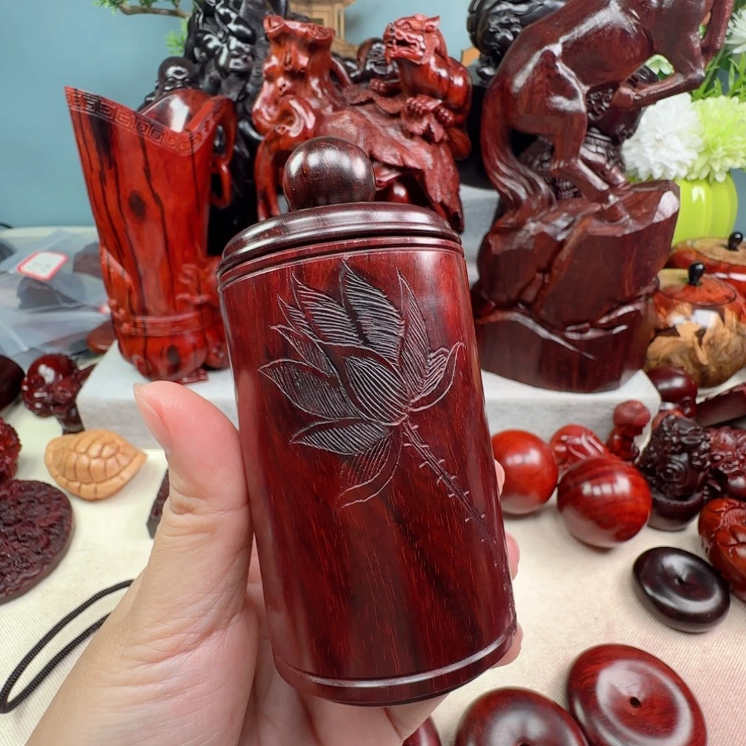 坡***子小叶紫檀把件品香罐
