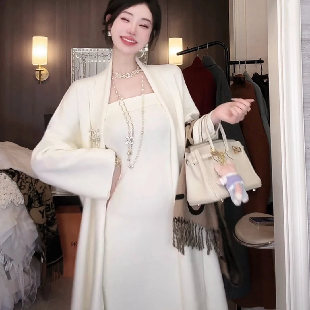 【宠粉专场】懒人套装 针织毛衣外套抹胸连衣裙两件套DYJJ-24090439