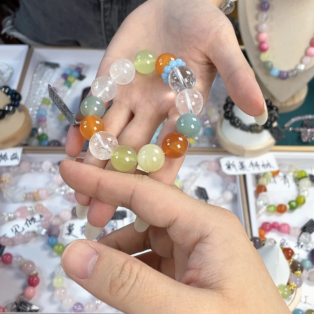 水晶手链银S925镀金镶嵌