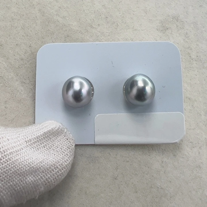 海水珍珠裸珠大溪地铂金灰对珠9-10mm可定制