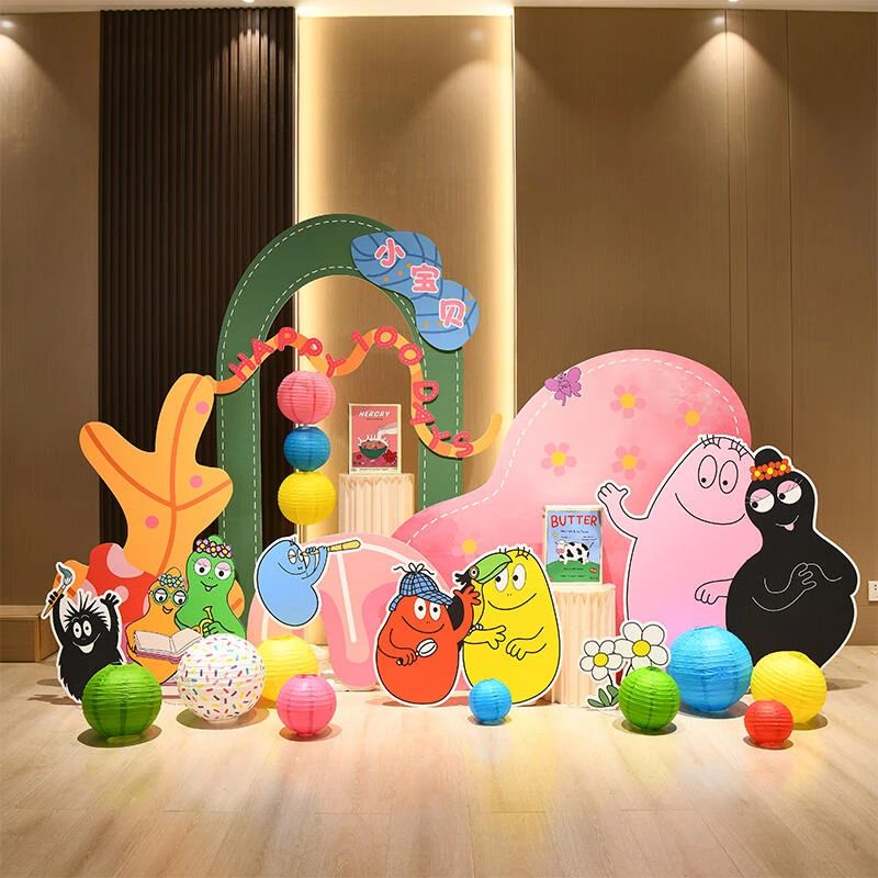 巴巴爸爸主题派对十周岁生日背景墙周岁布置装饰场景气球kt板定制