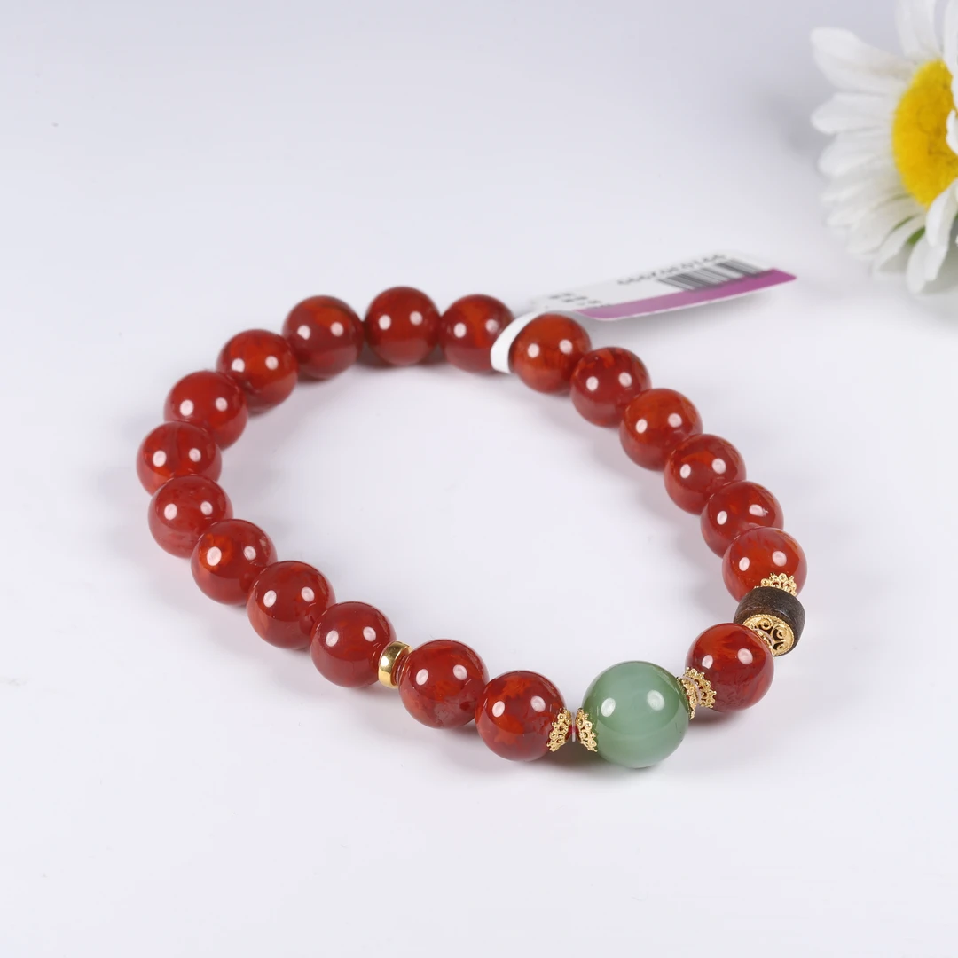 【汪氏精品】南红18k火焰纹猫眼单珠9mm手串 XH06-F41多样性发其一