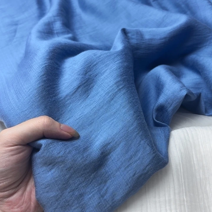 混纺棉蓝色天丝苎麻