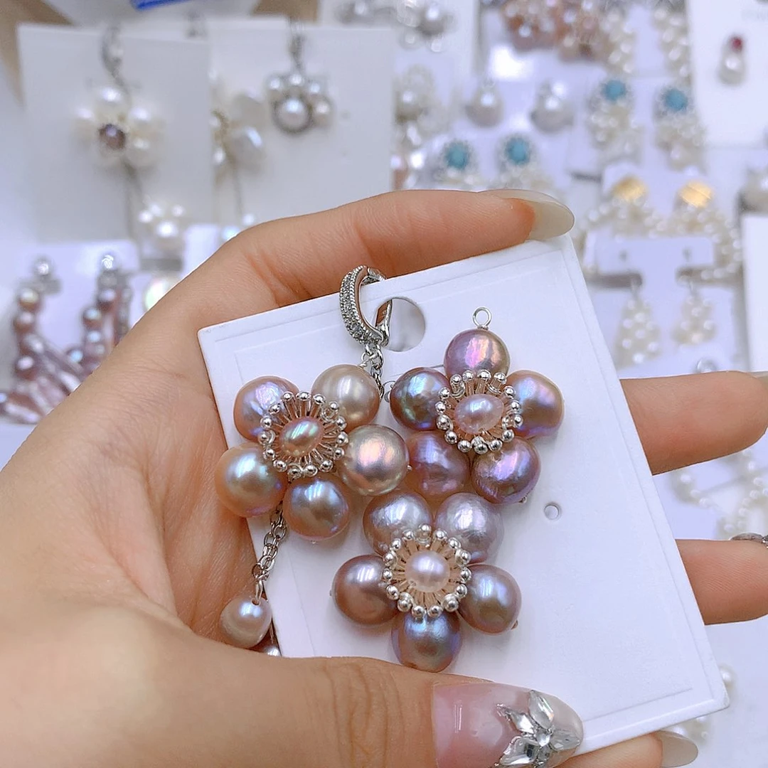 银S925镶嵌耳饰淡水珍珠
