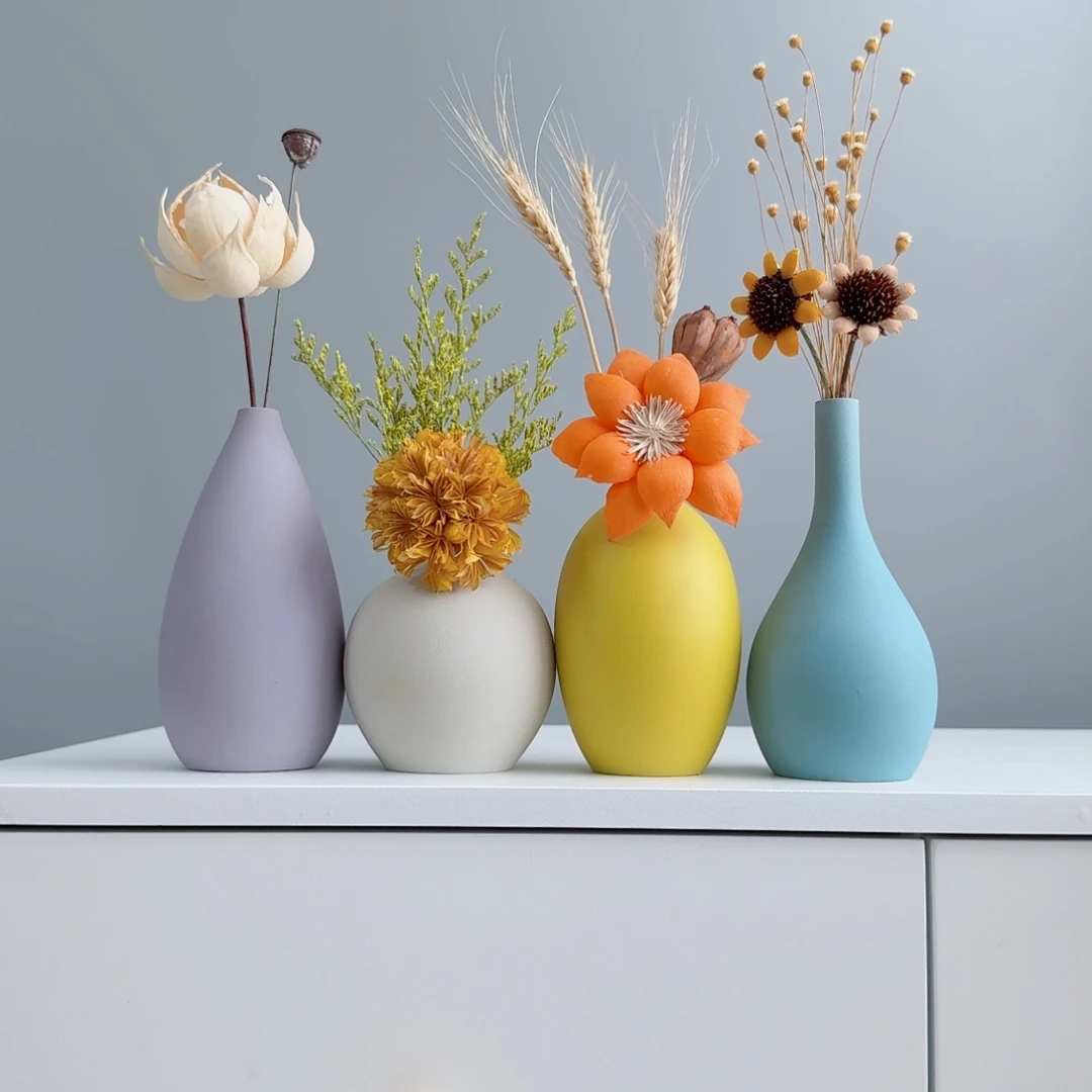 摆件陶瓷花瓶摆件含花总高20-30厘米左右