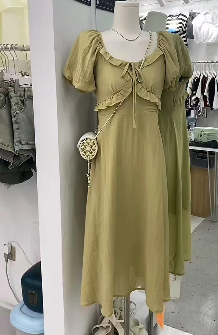 【YZ•衣系列】NN1114-时尚女装设计感新款连衣裙法式收腰气质显