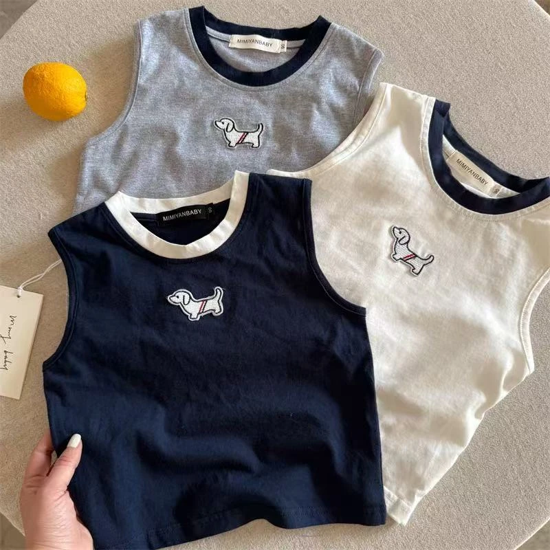 儿童背心2025夏季新品男女童卡通撞色领背心宝宝百搭无袖衣50703