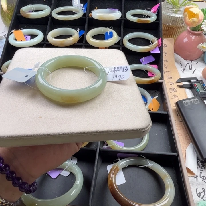 未镶嵌手镯和田玉玲珑美镯53.5