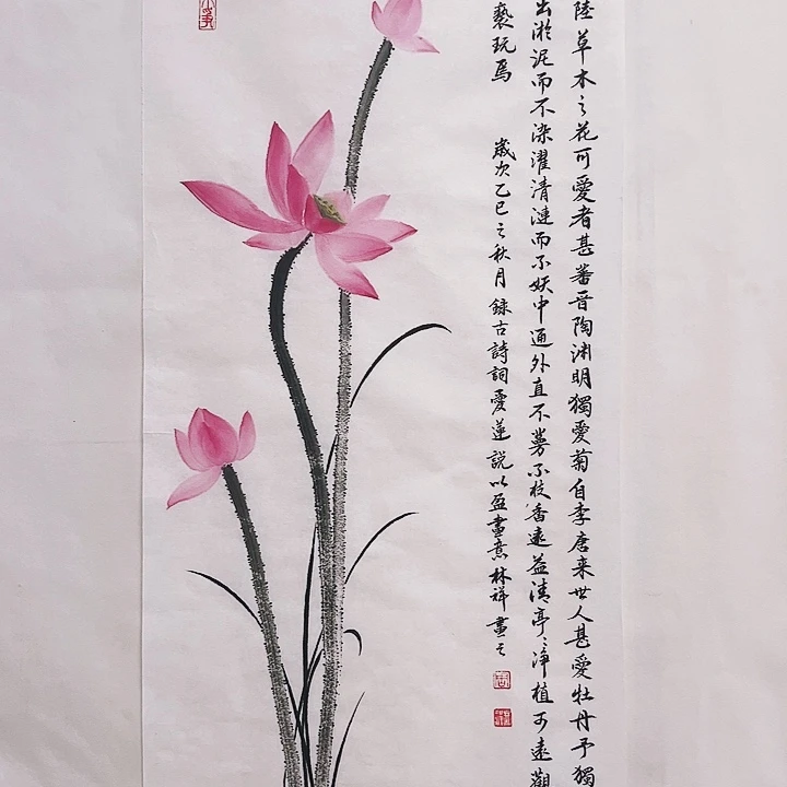带灯款现在装饰画荷花图