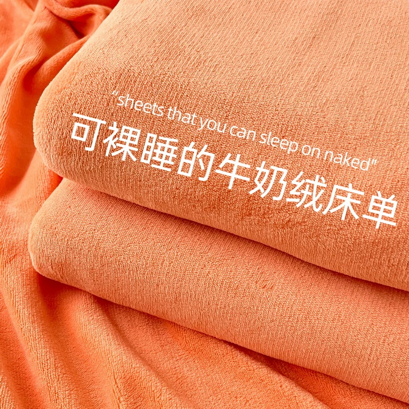 冬天珊瑚牛奶绒床单冬季加绒家用款床上用品加厚保暖纯色单人被单