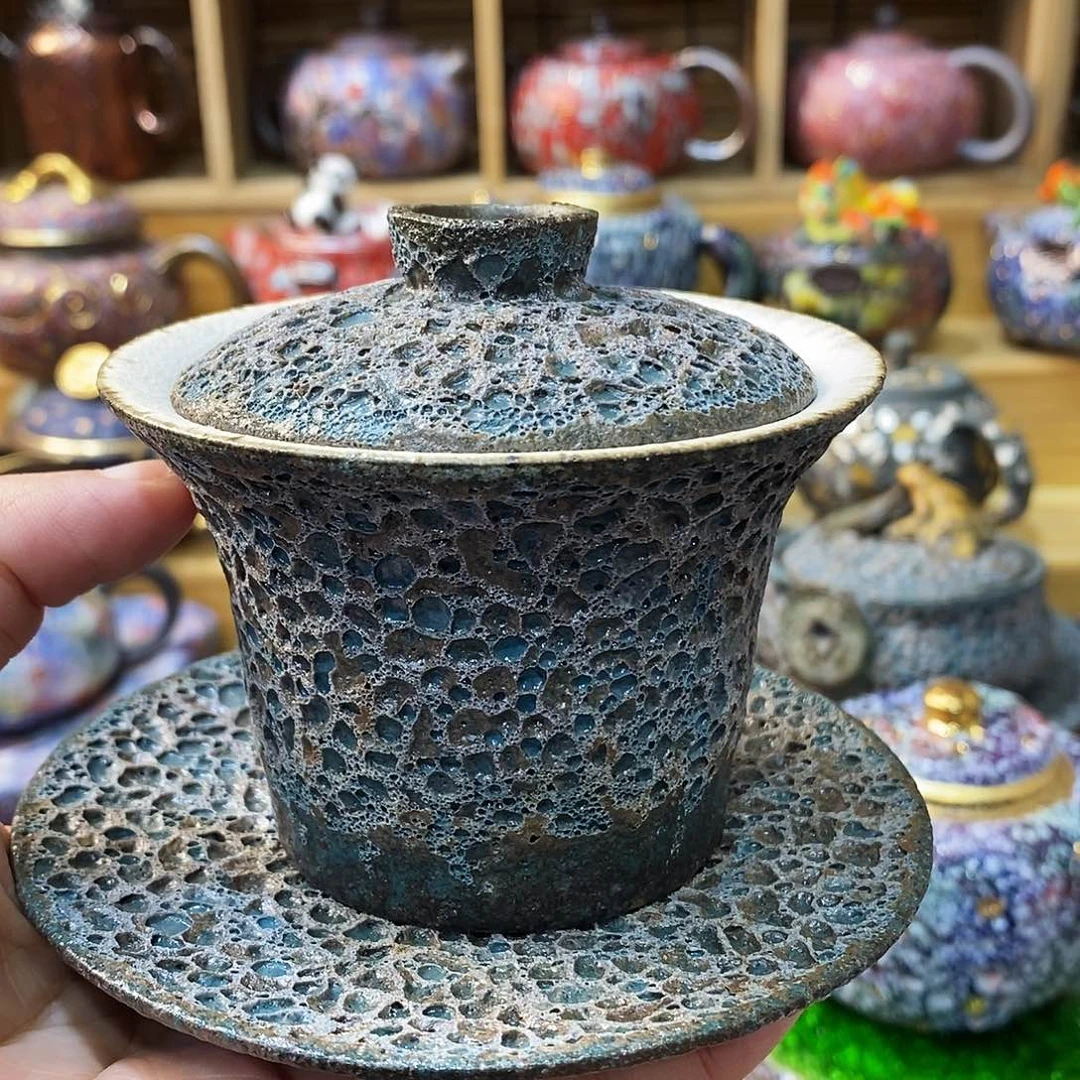 粗陶柴烧志野茶器