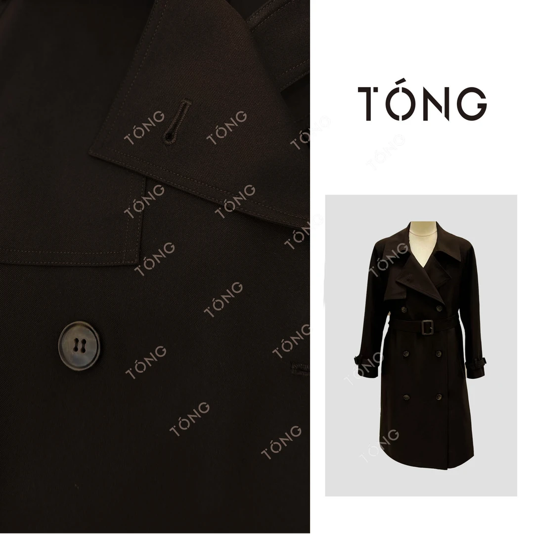 【秋阳】秋季新款中长款风衣外套女垂感卡其色英伦风大衣 GW036