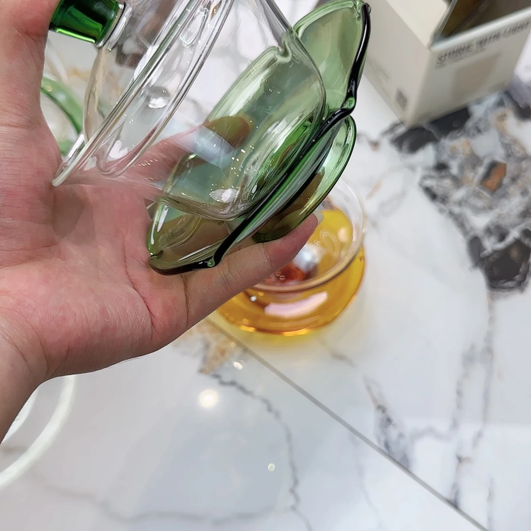 秋***树禾器荷叶盖碗湖绿色