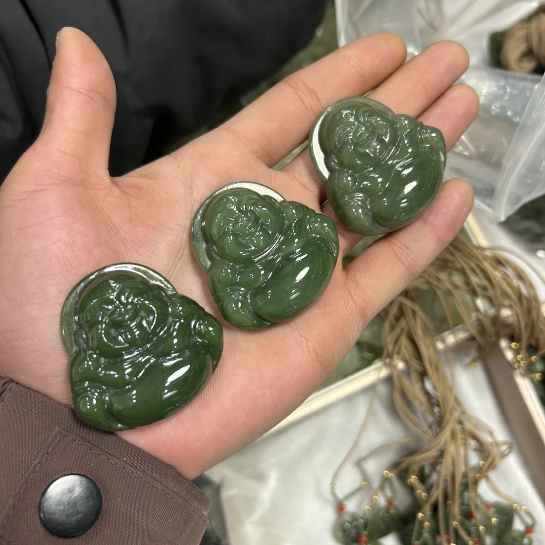 和田玉俄料碧玉45mm佛公吊坠多样性拍一发一【潜珑】WW-35-036