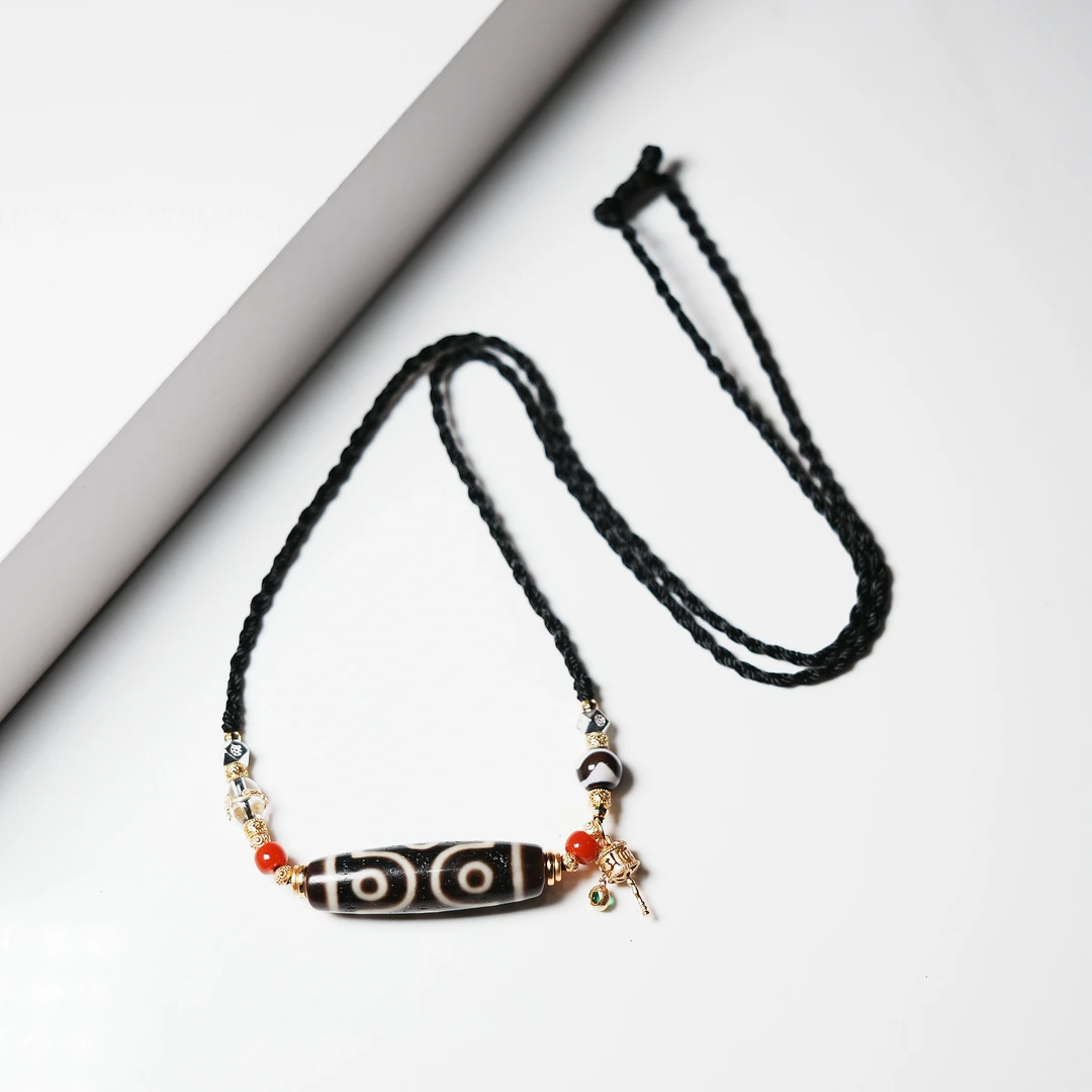 岚宫措|金刚十字六眼天珠项链L561