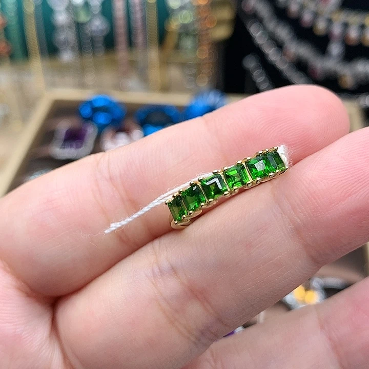 透辉石戒指银S925镀金镶嵌