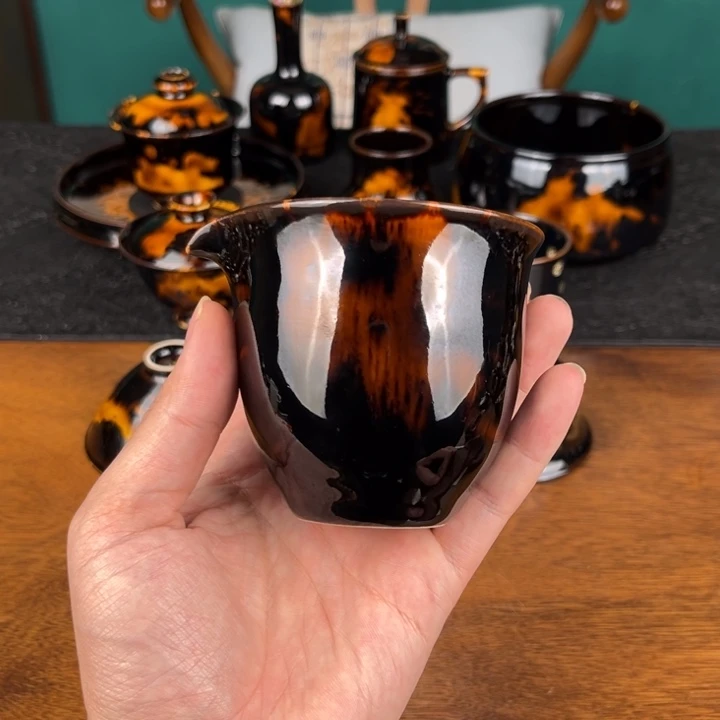 杯玳瑁釉手握公道杯