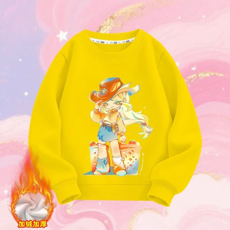 女童秋冬加绒卫衣小马拟人宝莉新款女大童儿童长袖秋装打底衫百搭