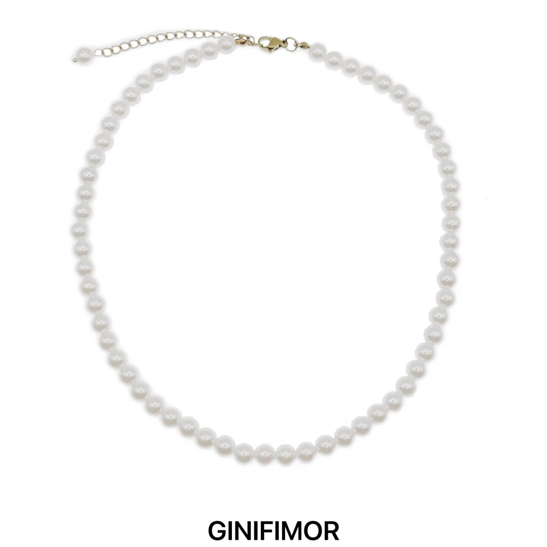 铜仿珍珠项链 a597 法式叠戴双层仿珍珠项链优雅珍珠白项链