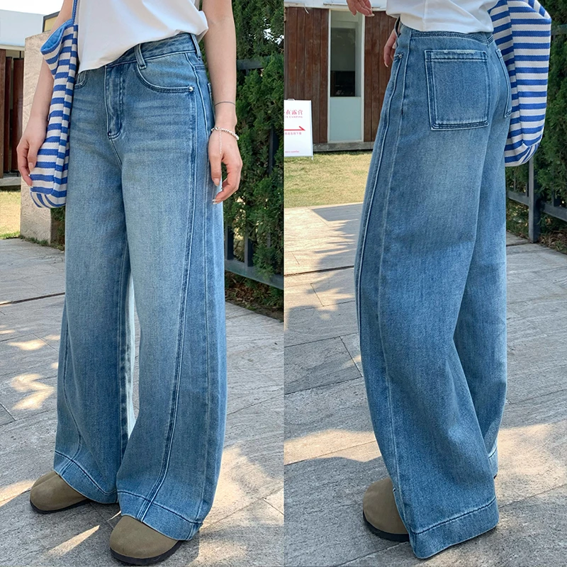 熙家自制 报恩裤型 2025新款小个子牛仔裤女春夏松弛感廓形弯刀裤