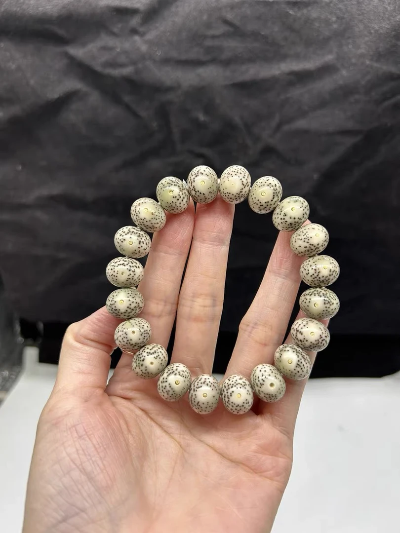 毕业精品级海南毛感料星月菩提同枝果石玉料糯冰10X14苹果大眼睛