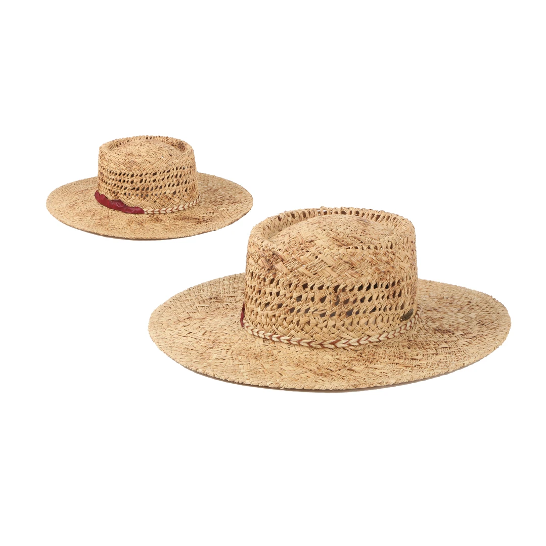 MOSSANT 2025春夏新品·做旧复古镂空编花Porkpie礼帽