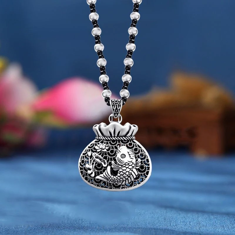 吊坠 32 富贵有鱼大福袋吊坠 长款项链复古新中式风