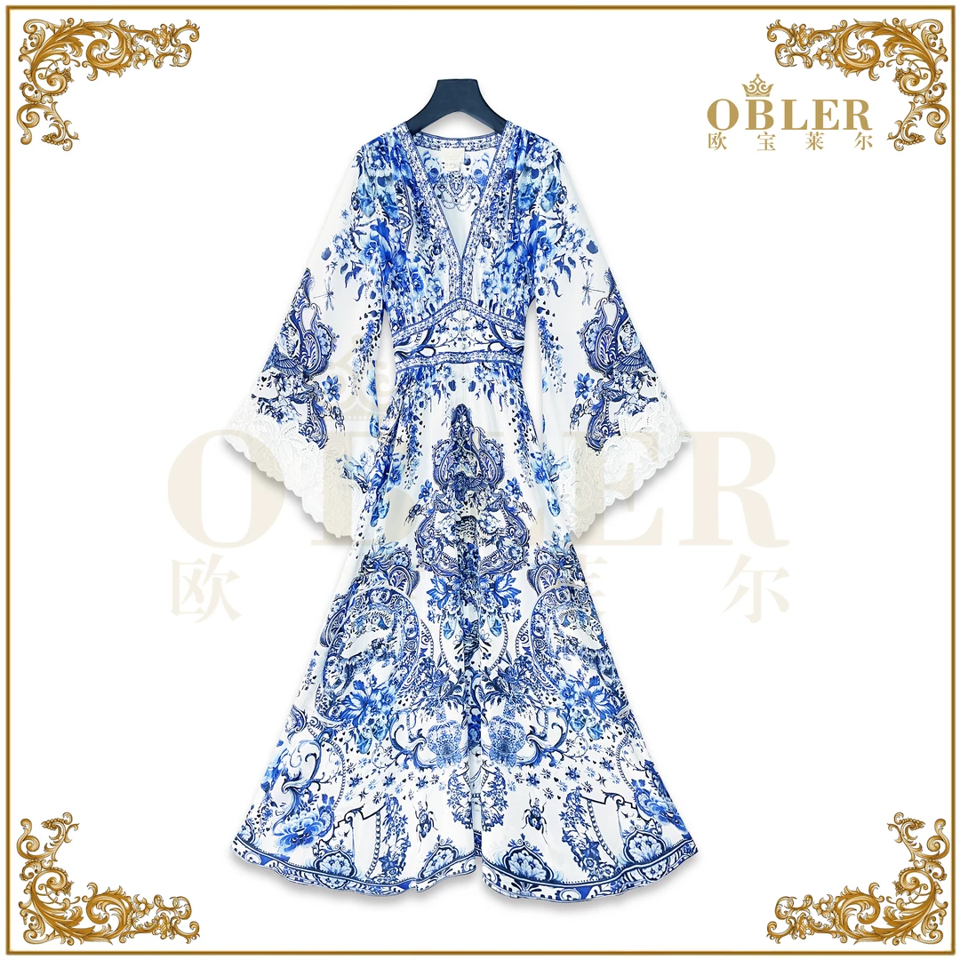 【青花瓷】2025气质设计师新款显瘦百搭桑蚕丝连衣裙305-24518