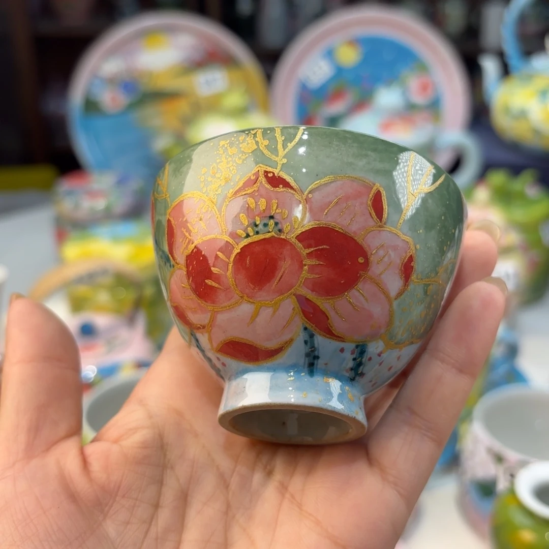 瓷片景德镇手绘高温釉下彩陶瓷茶具