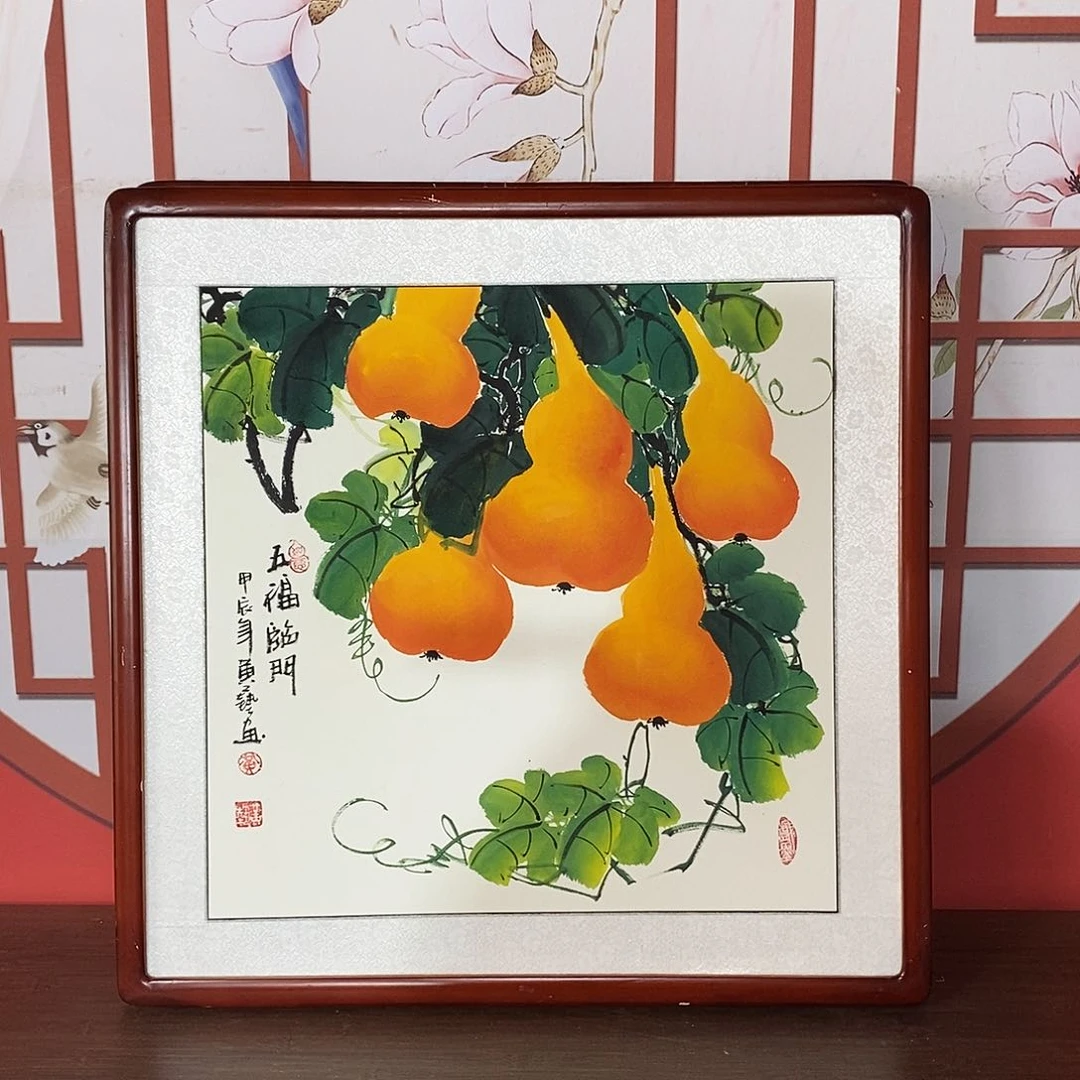 国画带框尺寸63✖️63手绘包邮