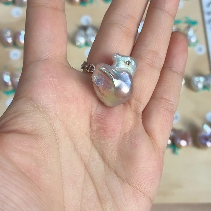 你***开戒指淡水珍珠银S925镶嵌