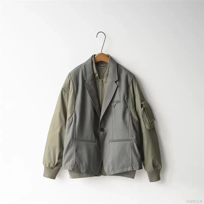 冬季西服款男士羽绒服设计感潮牌外套宽松上衣潮流高级感1530