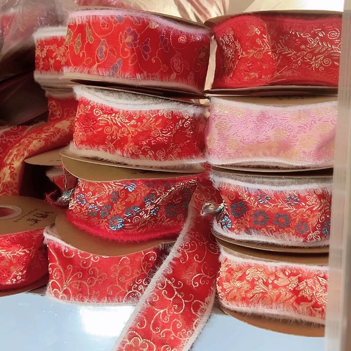 8色毛边刺绣国风丝带各5码材料