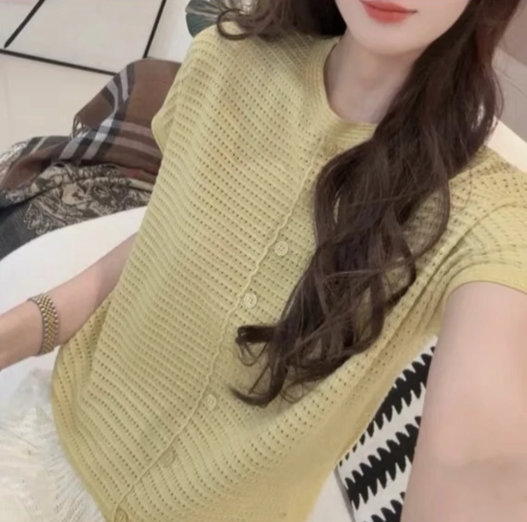 品质/天丝苎麻/冰凉软糯透气/纹路黄/针织短袖A131