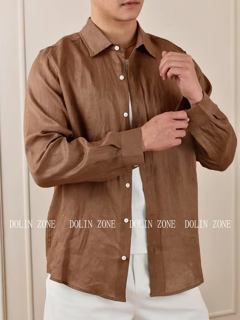 DONNY多尼【高品100%纯亚麻】男士四季百搭高级感亚麻衬衫休闲宽松