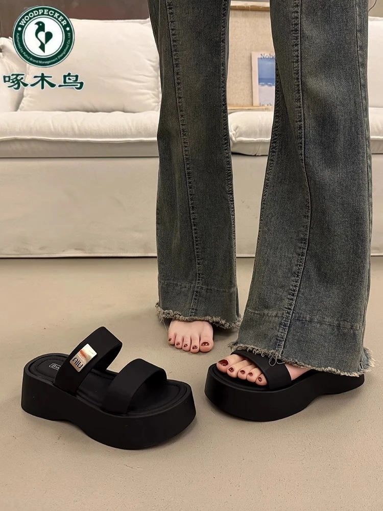 啄木鸟法式增高厚底拖鞋女夏外穿时尚高级感2025新款配裙子凉拖鞋