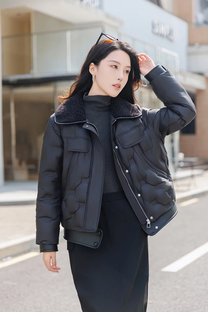 2025新款常规款女长袖羽绒服潮流机车风韩系-E020