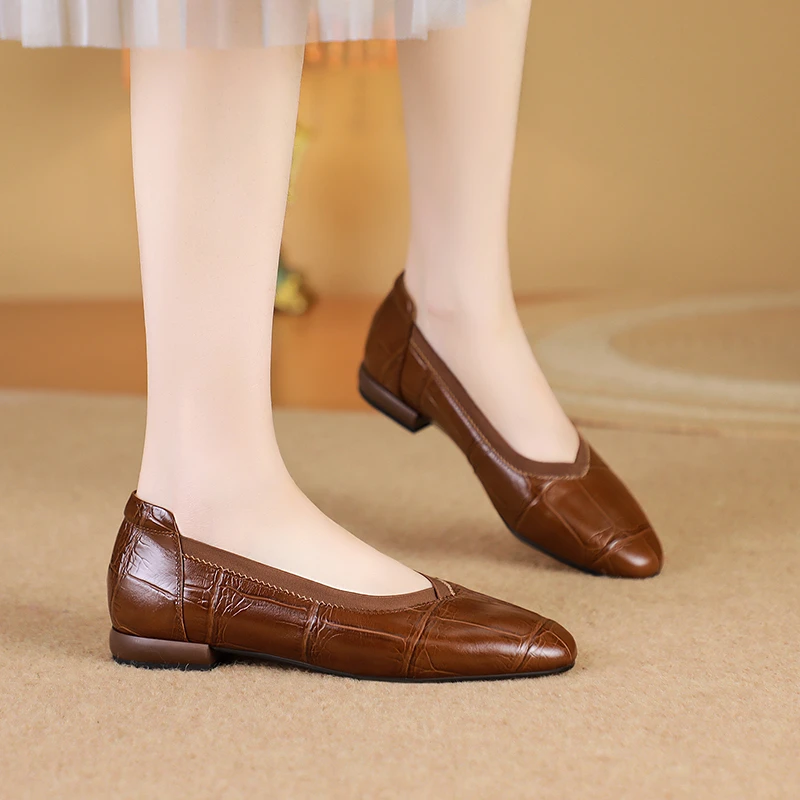 8726森莱美手工单鞋/牛皮/2CM/34-40/新款软皮百搭平跟气质小